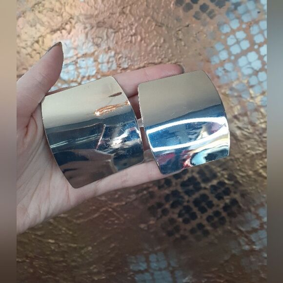 Zara Silvertone Oversized Geometric Statement Earrings - Picture 4 of 15